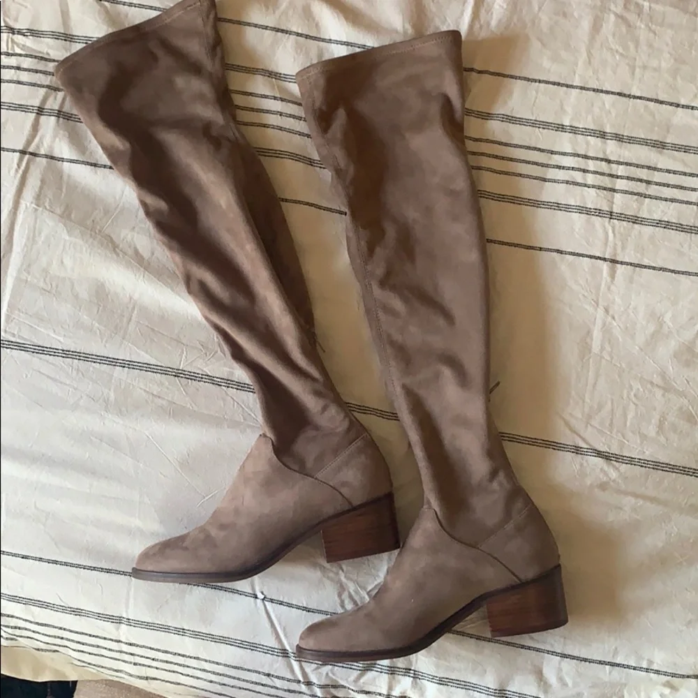 Steve Madden over the knee tan suede boot